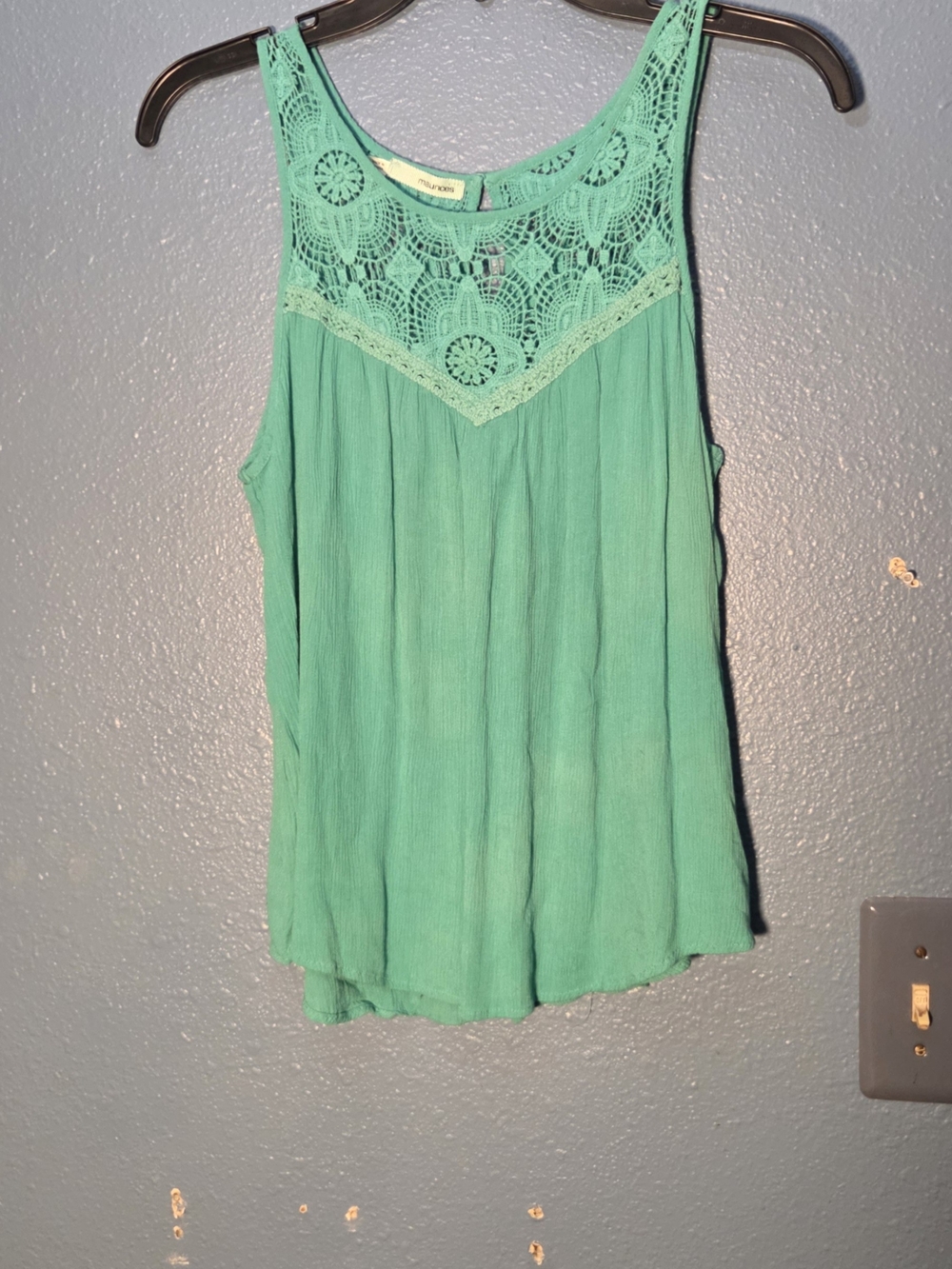 Maurices Crochet Yoke Tank Top in Mint Green Size Small